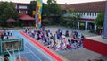 KEBUMEN, INDONESIA Ã¢â¬â JULY 19, 2021: People attend the Eid al-Adha prayer at the futsal field